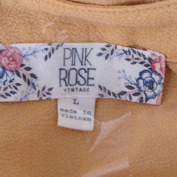 Pink Rose Women's Tie Knot Blouse Top Button Down Front Mustard Sleeveless - Picture 4 of 6